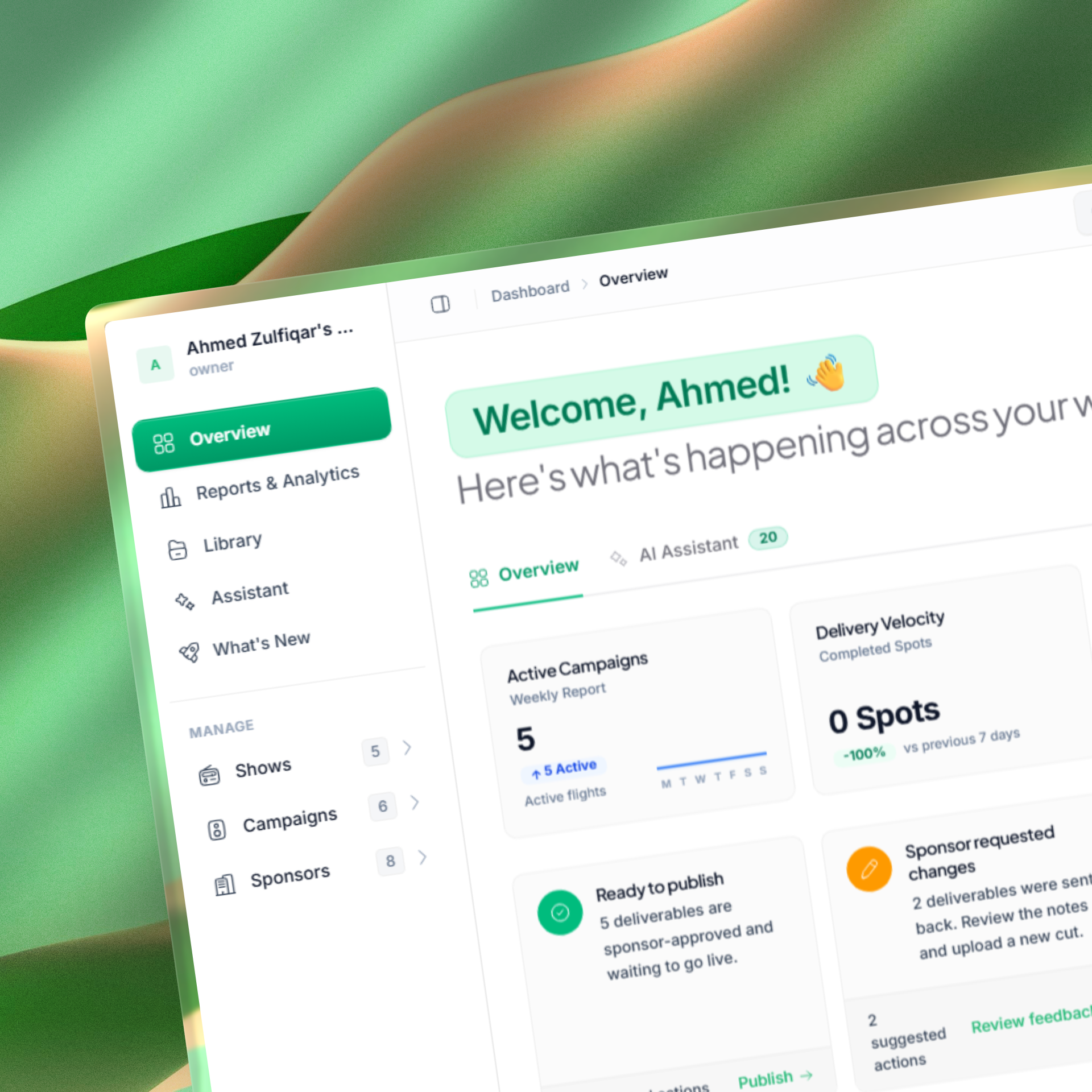 SponsorBridge dashboard overview and campaign analytics